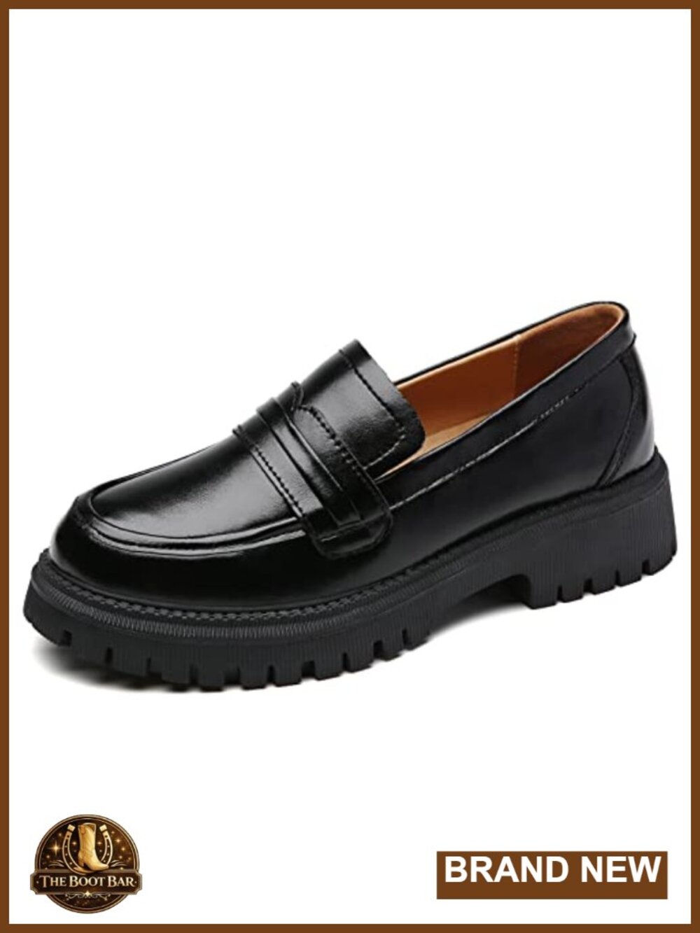 Womens Chunky Platform Penny Loafers Slip On Work Dress Shoes